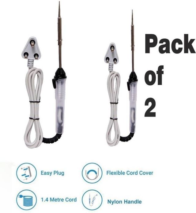 EXPERTRONICS 25W Soldering Iron Set (Pack of 2) – General Repair & DIY Projects, Quick-Heat, Nylon Handle (Round Tip, 1.4m Cord, Easy Plug)